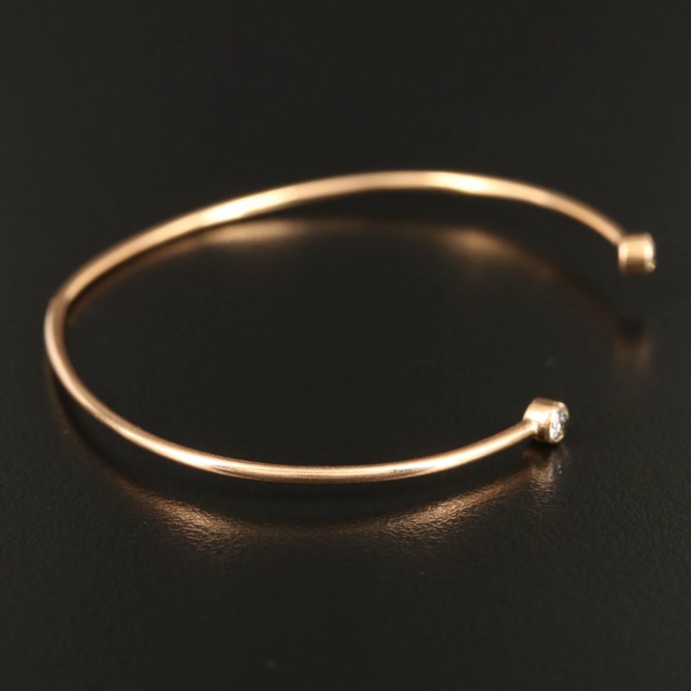 SOLD - Vanrycke Paris Mademoiselle Else 18k Gold Diamond Cuff Bracelet - Picture 4 of 14